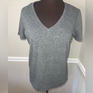 NWT Poof Womens V Neck T‎ Shirt Gray Sz Large